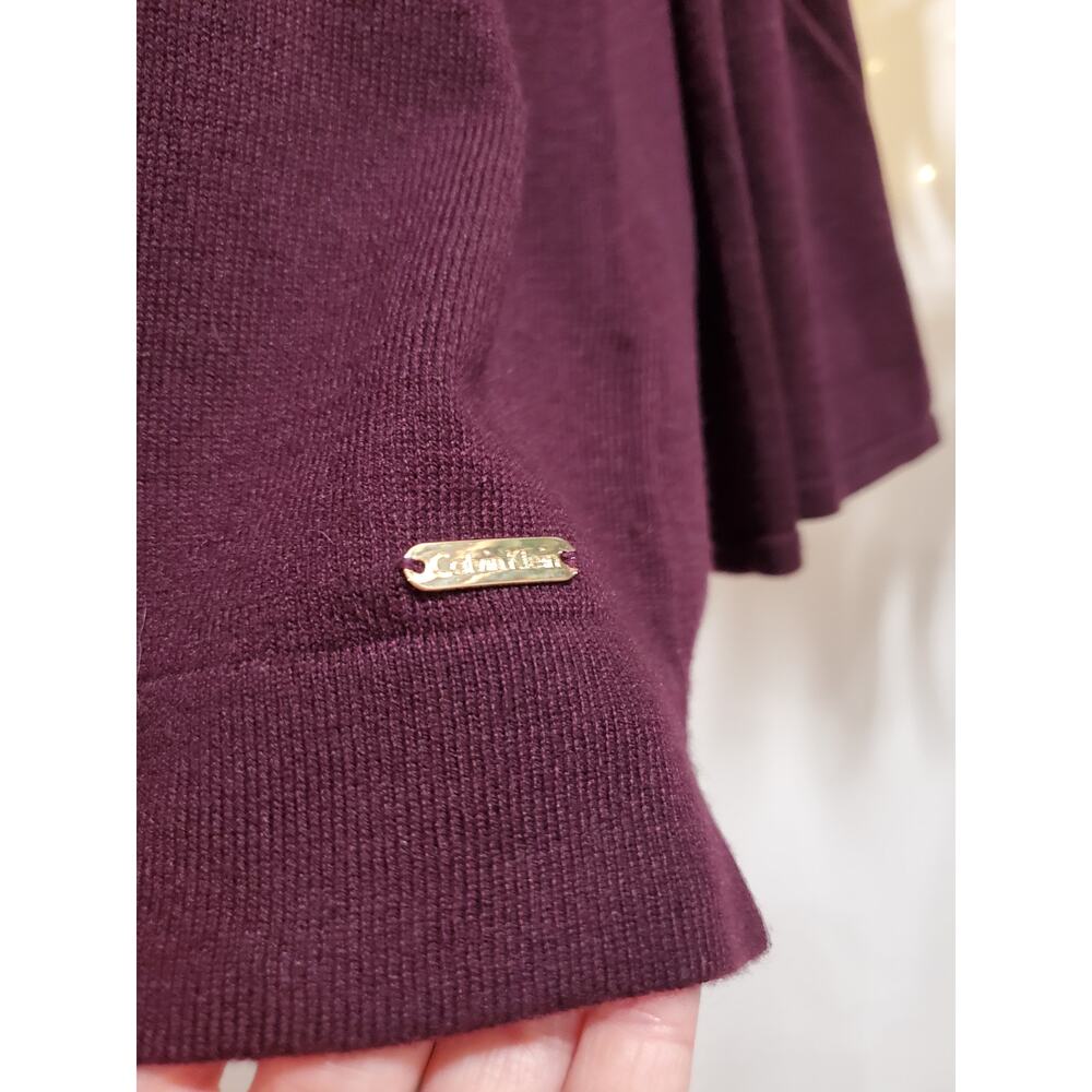 Calvin Klein Long Bell Sleeve Knit Top Womens Size XL Merlot Purple Relaxed Soft - Picture 6 of 10